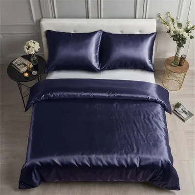 Produktbild von COZYOR Satin-Bettwäsche, mit verstecktem Reißverschluss, 135x200cm+40x80cm, blau