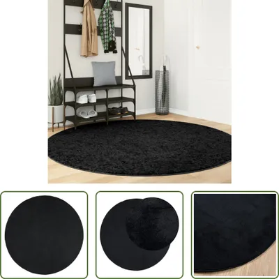 Produktbild von The Living Store Teppich OVIEDO Kurzflor Schwarz Ø 200 cm