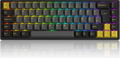 Produktbild von Akko 3068B Plus Schwarz & Gold RGB Mechanische Gaming Tastatur 65% Mehrere Modi ISO-DE/Nordic QWERTZ Layout (45gf Linear Schalter)