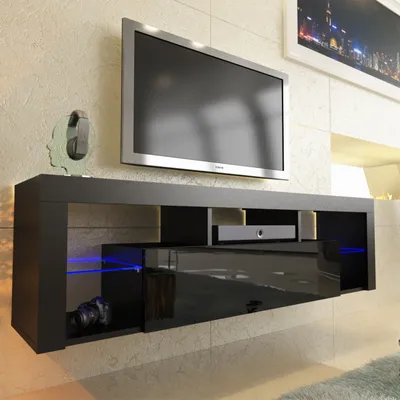 Produktbild von TV LOWBOARD SCHRANK TISCH BOARD 200cm HOCHGLANZ mit LED-Beleuchtung schwarz, led:mit LED