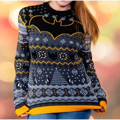 Imagen del producto de Suéter navideño de Batman, diseño del Pingüino, talla L