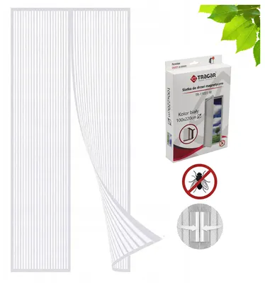 Zdjęcie produktu dla Siatka do Drzwi 100x220cm na Owady Insekty Biała Moskitiera Magnetyczna