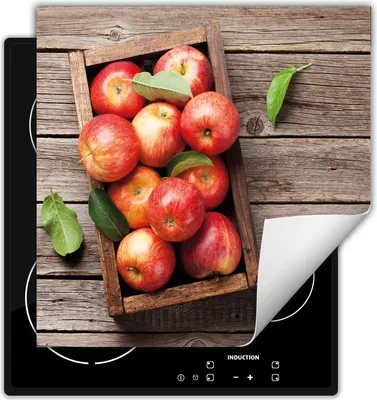 Produktbild von DarHaus Herdabdeckplatte 50x52 cm Anti Rutsch Matte Aufrollbar, Äpfel - Holz