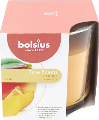 Produktbild von TRUE SCENTS, Duftkerze im Glas, groß, Mango, BOLSIUS, 95/95 mm, Brenndauer ca. 43h