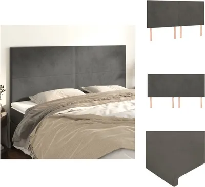 Produktbild von vidaXL Kopfteile 4 Stk. Dunkelgrau 100x5x78/88 cm Samt - Kopf- & Fußenden