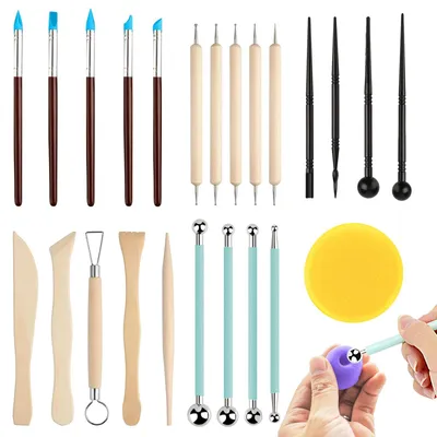 Modellierwerkzeug-Set, 24-teilig, für Ton und Keramik