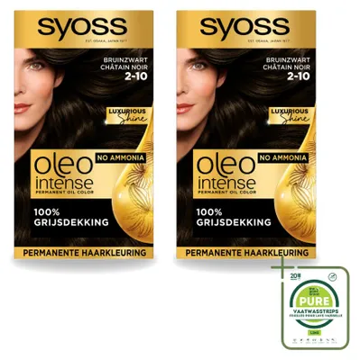 Produktbild von 2 x SYOSS Oleo Intense 2-10 Permanente Haarkleuring - Bruinzwart - Großpackung - 2 Stücke