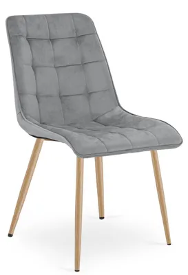 Productafbeelding van Chaise - Leobert - Tweedelig - Lichtgrijze veloursstof / Eikenhouten poten