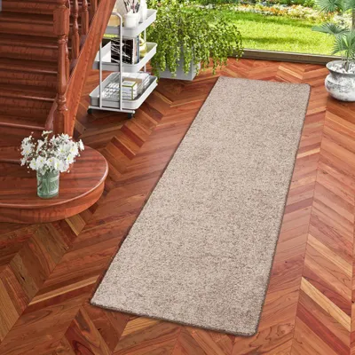 Produktbild von Hochflor Velours Läufer Teppich Mona Taupe, Größe:100x200 cm