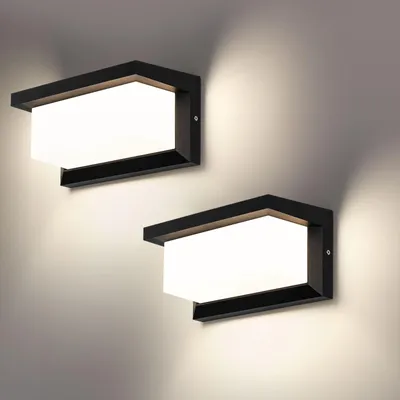 Productafbeelding van Set van 2 rechthoekige LED buitenwandlampen 18W IP66 waterdicht - traal wit