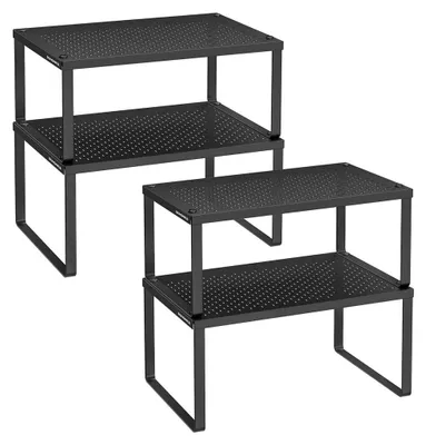 Immagine prodotto di Mensole da cucina in metallo – nere – robuste – dimensioni: 22,9 x 32 x 15,4 cm e 21,9 x 32 x 13,7 cm