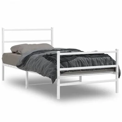 Produktbild von vidaXL Bettgestell mit Kopf- und Fußteil Metall Weiß 100x200 cm