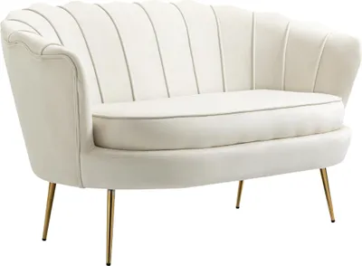 Zdjęcie produktu dla Fortuna Lai 2-osobowa sofa Kanapa tapicerowana Loveseat Podłokietnik Aksamit do 150 kg Salon Sypialnia Kremowy 130x77x77 cm