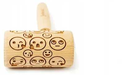 Produktbild von Folkroll Teigrolle Emoticon Holz Kinder backen