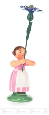 Immagine prodotto di Bambina con fiori primaverili e fiordaliso. Altezza: circa 11 cm. NUOVO