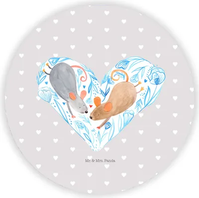 Produktbild von Mr. & Mrs. Panda magnet Mäuse Herz - Grau Pastell - Geschenk, Lieblingsmensch, Liebe, für Immer, Pärchen, Kühlschrankmagnet, Runder, whiteboardmagnet, Freundin, pinnwand