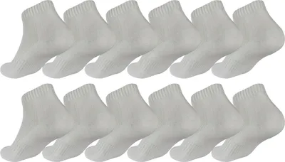 Produktbild von 12 Paar Sport Frottee Sneaker Socken Herren Damen Quarter Socks Kurzsocken Halbsocken Baumwolle 12 Paar, Weiß/47-50
