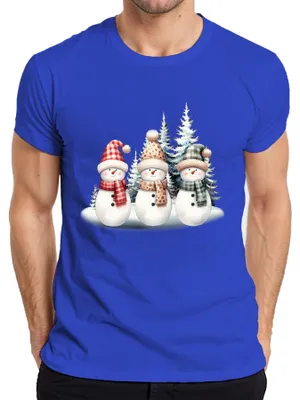 Produktbild von Schneemänner - Weihnachten Weihnachtsgeschenk Christmas Herren T-Shirt, Blau, M