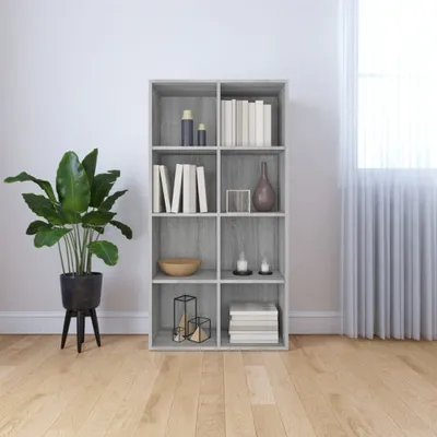 Produktbild von vidaXL Bücherregal/Sideboard Grau Sonoma 66×30×130 cm Holzwerkstoff - Bücherregal - Bücherregal - Bücherschrank - Bücherständer
