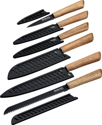 Produktbild von Nirosta Messer-Set Flow, 6-teilig  Hochwertige Edelstahlklingen mit Antihaftbeschichtung und Akaziengriff