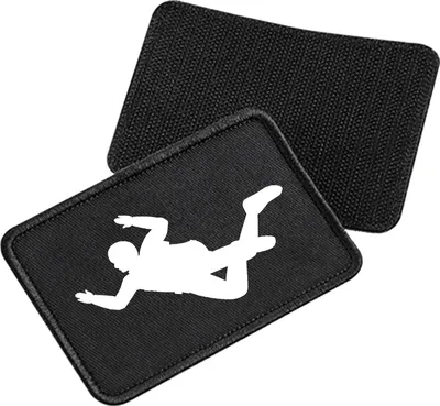 Produktbild von Huuraa Patch Skydiving Silhouette Black 10 x 6,5cm Baumwolle Klettpatch für Mütze Geschenkidee