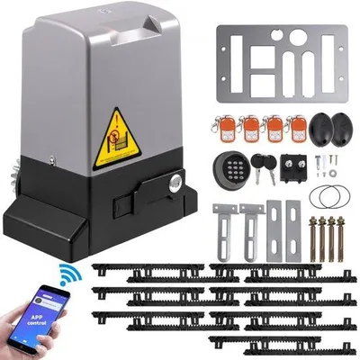 Immagine prodotto di Apricancello elettrico scorrevole - 1800 kg, 7 m - 4 telecomandi e controllo APP - Motore per porte a rullo per vialetti - Kit completo di sistemi di sicurezza per apricancello