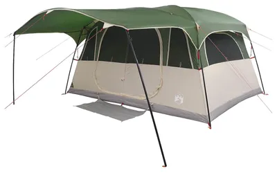 Produktbild von vidaXL Tunnelzelt mit Dach Grün 366 x 244 x 198 cm Polyester und Stahl
