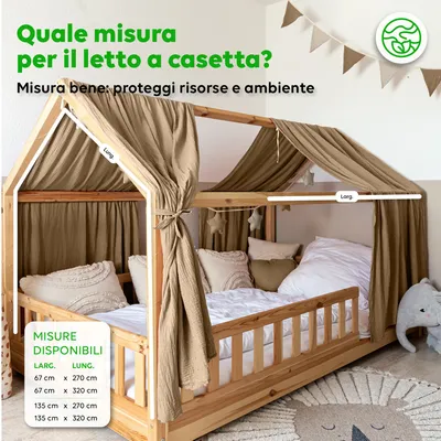 Immagine prodotto di Cielo per letto casetta 67x270 cm Beige scuro con applicazione dorata - 2 teli