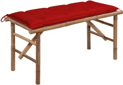 Obrázek produktu pro Skládací zahradní lavice s poduškou 118 cm bambus