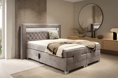 Produktbild von Boxspringbett Elektrisch Bett ARMANDO 160x200cm in Stoff Fresh Macchiato