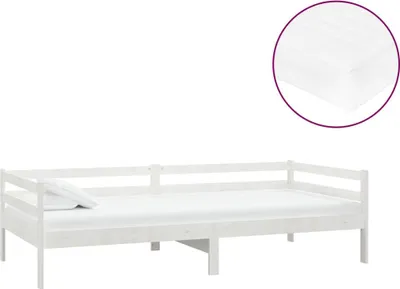 Immagine prodotto di vidaXL Letto da giorno con materasso 90x200 cm in legno di pino massiccio bianco