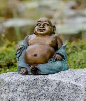 Produktbild von Bronzefigur Lachender Buddha 19cm Rottenecker Bronze Glücksbuddha Skulptur