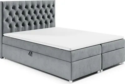 Produktbild von Best for Home Boxspringbett mit Bettkasten Trinity K-14 Bonellfederkern inkl. Topper-160x200- Grau