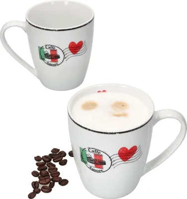 Obrázek produktu pro Caffee Amore Sada 2 hrnků na kávu 300ml Hrnek na čaj Hrnek na srdce Čajový šálek Kakao