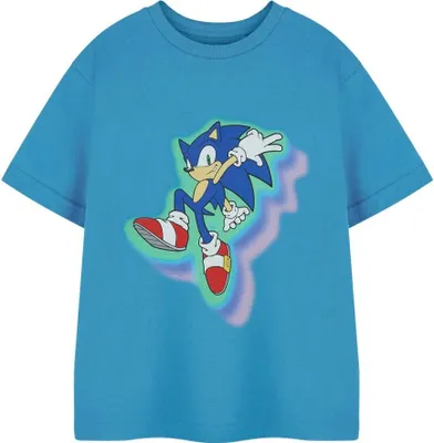 Image de Sonic The Hedgehog - "Glow Trio" T-shirt garçon manches courtes NS8492 (158-164) (Bleu)