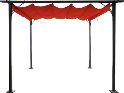 Obrázek produktu pro Pergola HWC-C42, zahradní pavilon, robustní 6cm rám + posuvná střecha  3,5x3,5m terakota