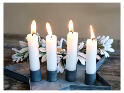 Produktbild von Magnetischer Kerzenhalter für Kerzen mit Ø 2 cm, Adventskerzenständer, Adventsteller, Adventskranz, Weihnachtsdekoration, Farbe: Zink
