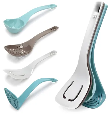 Produktbild von Kochlöffel Set 4-teilig, hitzebeständig bis 220 °C, ergonomische Antirutschgriffe, für die Küche