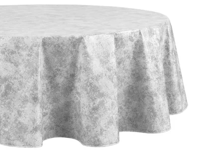 Vinyl-Tischdecke Oval 152x213 cm, Marmor-Optik, grau/weiß
