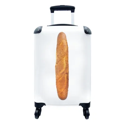 Produktbild von MuchoWow® Koffer Handgepäck Trolley Rollkoffer Kleine Reisekoffer mit 4 Rollen - Französisches Brot auf weißem Hintergrund - Cabin Size < 55x40x23 cm & 55x40x20 cm - Fotokoffer - Kabinenkoffer - Boardgepäck - Reise-Box - Reisekoffer - Reisegepäck - Koffer mit Bild - Trolley für Kinder