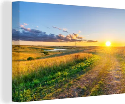 Produktbild von OneMillionCanvasses® - Leinwandbilder - 150x100 cm, Sonne - Natur - Landschaft, Wandbilder Kunstdruck Wanddekoration - Foto auf Leinwand - Gemälde auf Holzrahmen