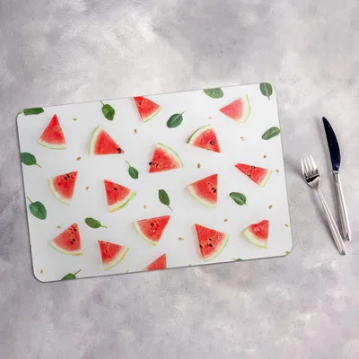 Produktbild von Tischset 4x45x30 cm + 10fi cm Platzset Tischmatte Platzmatte Untersetzer - Weiße Früchte