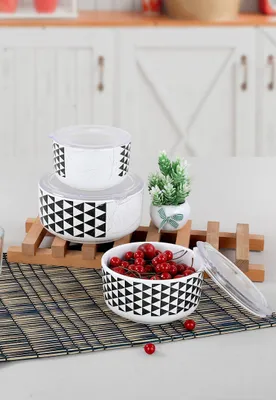 Zdjęcie produktu dla Hermia Concept, Trigon Storage Box 12/14/16 cm 3 sztuki, zestaw ceramicznych pudełek do przechowywania (6 sztuk), biały, 100 % CERAMIKA, 16 x 16 x 7,7 cm