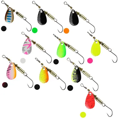 Produktbild von FTM Forellen Blinker - Spinner zum Forellenangeln, Gewicht:2.5g, Farbe:rot Glitter / gelb
