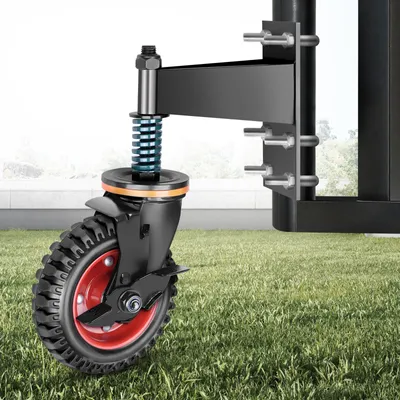 Zdjęcie produktu dla rolka drzwiowa 200 mm z hamulcem i sprężyną, wytrzymała rolka do 250 kg, podwójne łożysko kulkowe, rolka drzwiowa 360°, stalowy wspornik, uniwersalne kółka drzwiowe