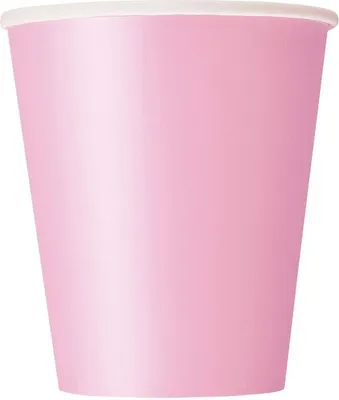 Produktbild von Unique 8 rosa Einweg-Pappbecher, 266 ml Füllmenge, ca. 13,97 cm Höhe, Ø 8,26 cm