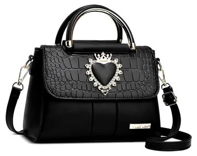 Produktbild von Kleine Damenhandtasche Umhängetasche Elegant Schultertasche PolyurethanKrokodil Leder Schwarz
