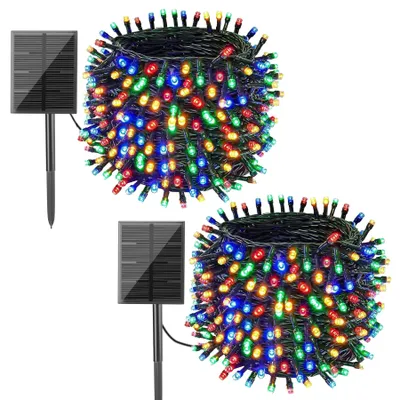 Solar-Lichterkette 2x22 m, 200 LEDs, 8 Modi, IP65, für Außen
