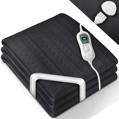 Zdjęcie produktu dla Koc elektryczny – koc grzewczy, podkładka grzewcza – dla komfortowego snu – 3 strefy temperatury – 150 x 80 cm – biały