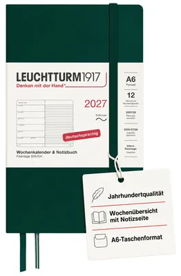 Zdjęcie produktu dla Kalendarz tygodniowy LEUCHTTURM1917 na rok 2027, format kieszonkowy (A6) z notatnikiem - planer terminów